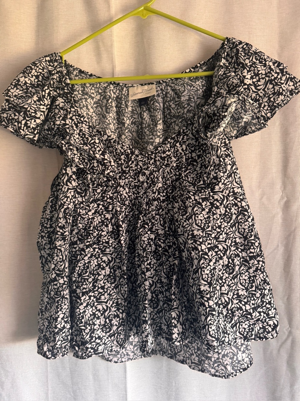 Floral Black & White Peplum Women's Top